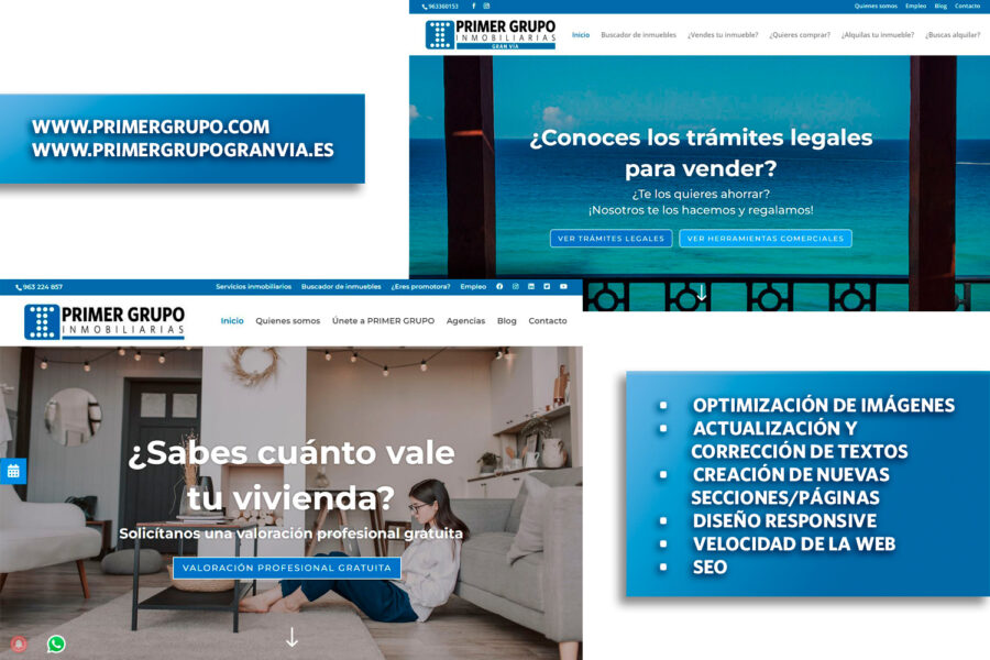 Gestión de webs de primer grupo inmobiliarias